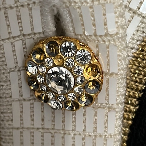 San Reno by Laura Knits (Santana) black/gold vintage cardigan sweater jacket. L - Picture 5 of 9